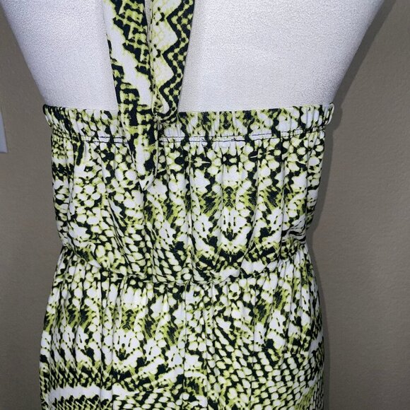 Ashley Stewart Womens Green White Halter Tie Neck Cutup Maxi Dress Plus Sz 16/18 - Picture 4 of 8